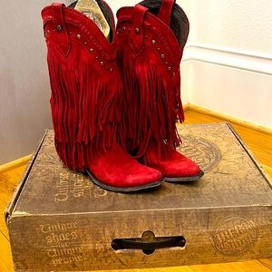 Liberty Black Red Fringe Western Boots